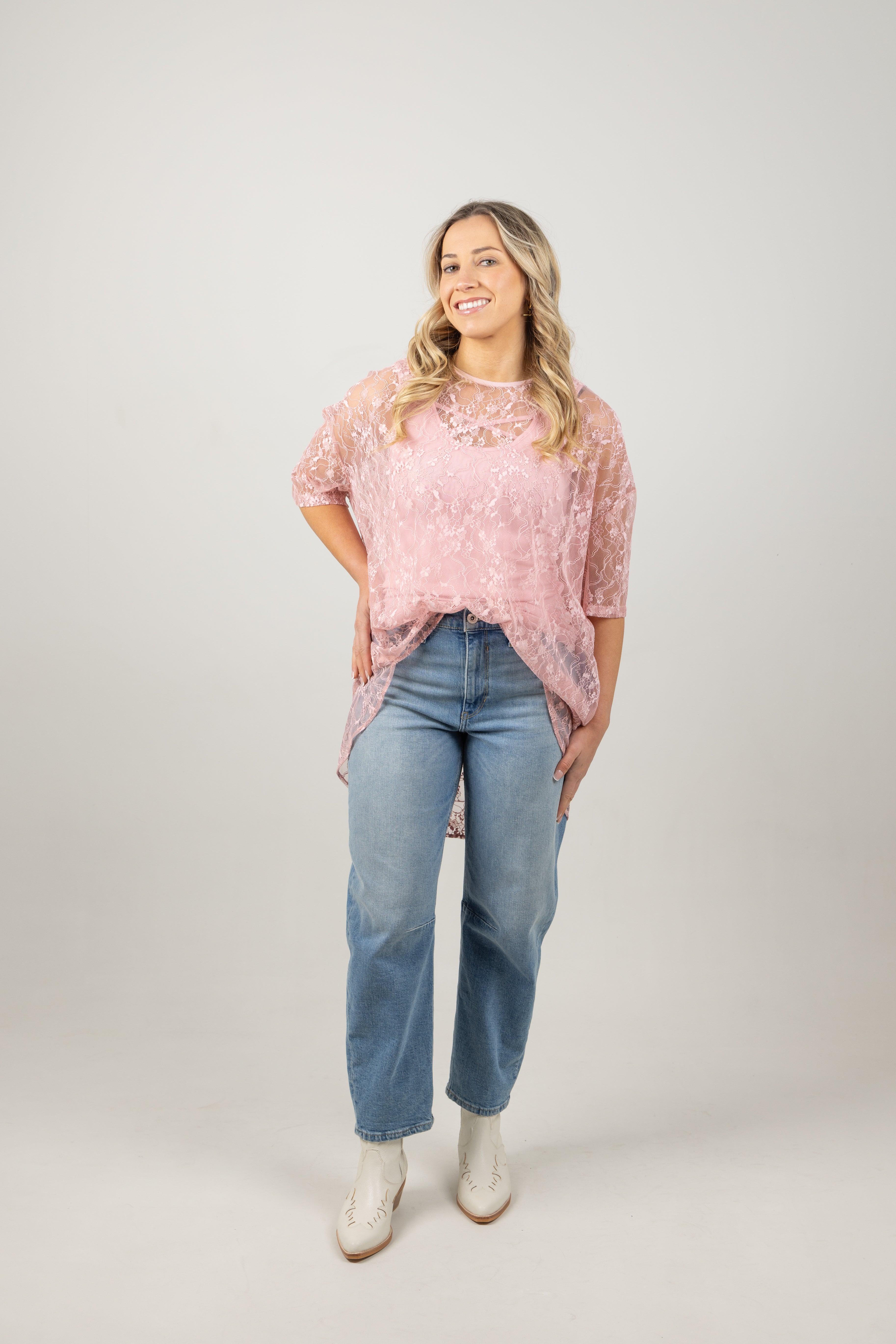 TAYLOR TOP BLUSH LACE