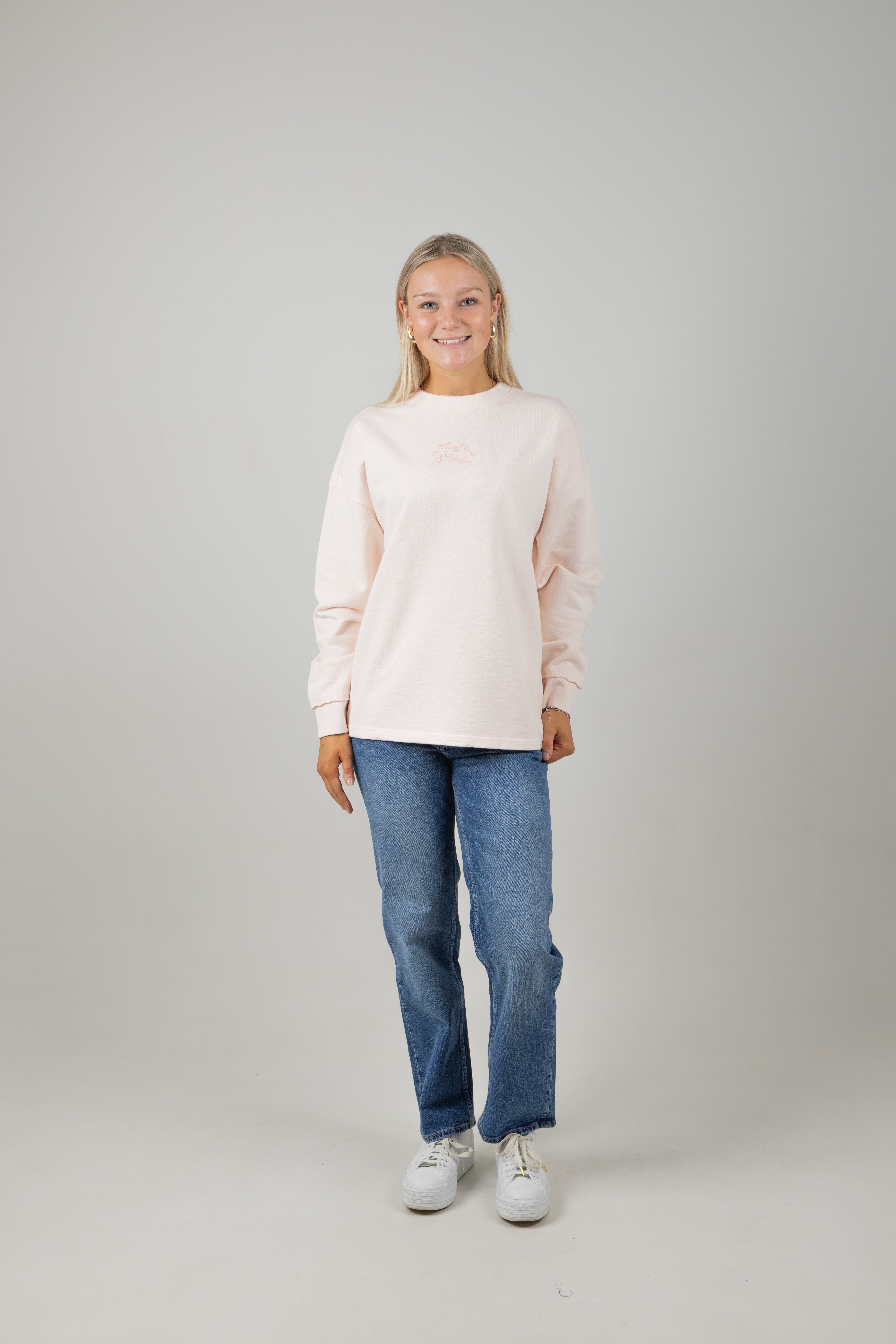 LOGO OVERSIZED SWEATER BARELY PINK