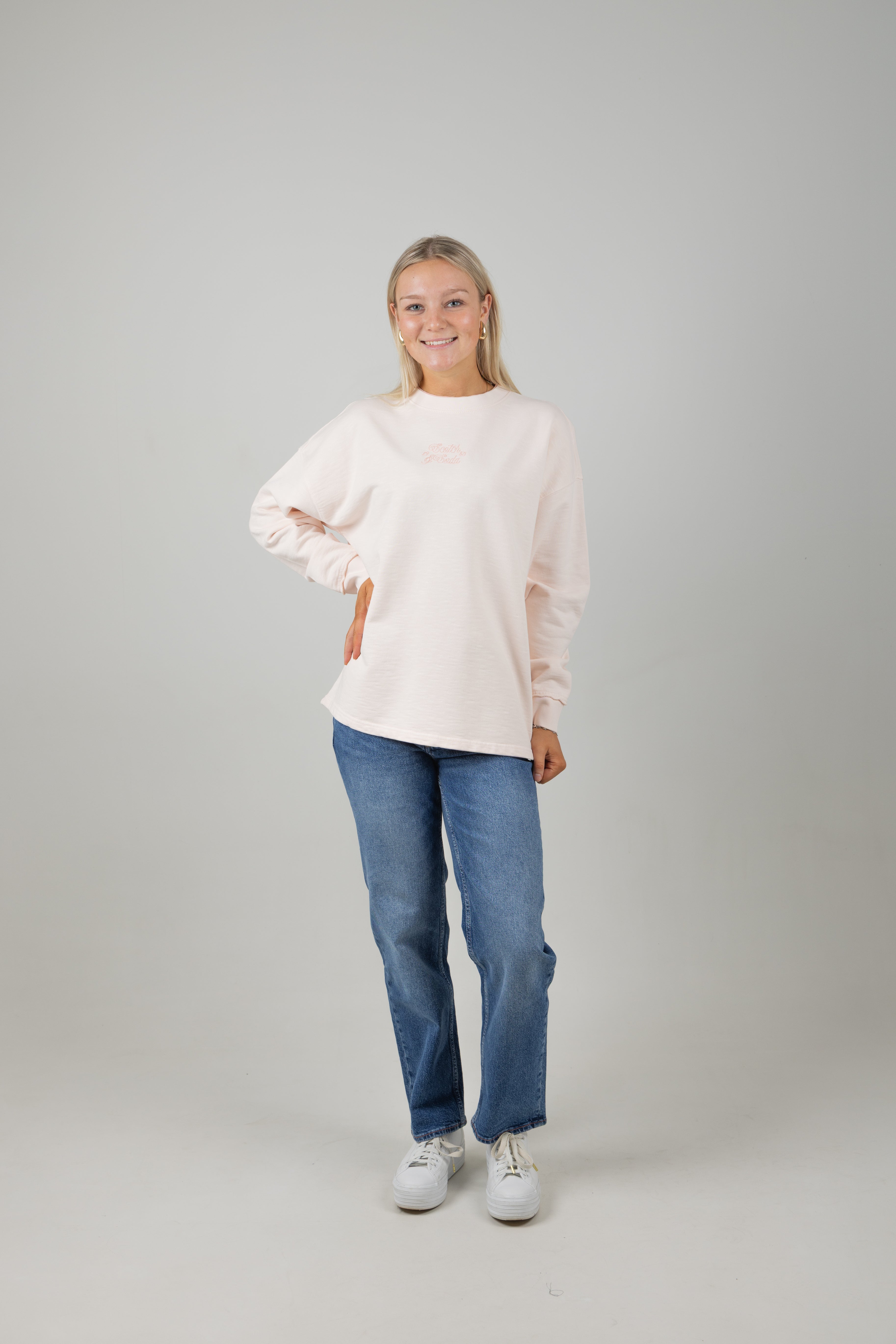 LOGO OVERSIZED SWEATER BARELY PINK