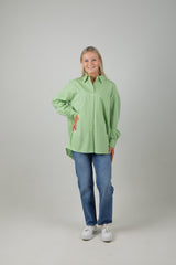 GIRLFRIEND POPLIN SHIRT PISTACHIO SOFT ICE STRIPE