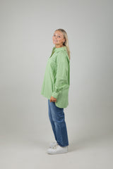 GIRLFRIEND POPLIN SHIRT PISTACHIO SOFT ICE STRIPE