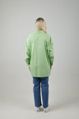 GIRLFRIEND POPLIN SHIRT PISTACHIO SOFT ICE STRIPE