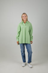 GIRLFRIEND POPLIN SHIRT PISTACHIO SOFT ICE STRIPE