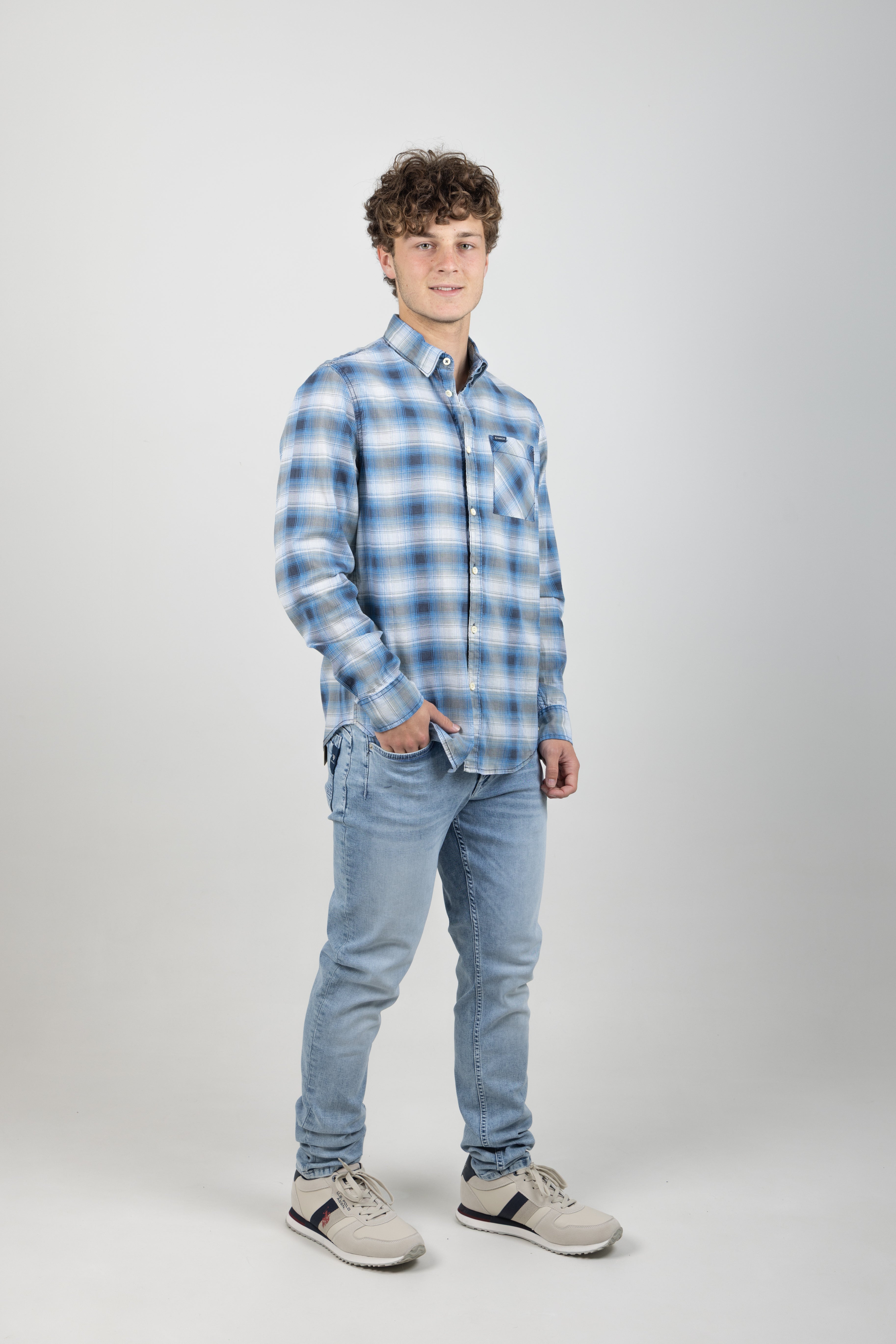 CHECKED SHIRT LAGOON BLUE