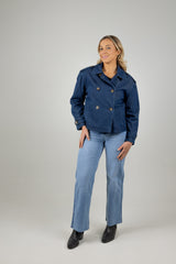 FREYA CROP TRENCH INDIGO