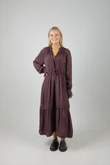 LACE MAXI DRESS CHOCOLATE PLUM