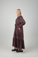 LACE MAXI DRESS CHOCOLATE PLUM