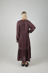 LACE MAXI DRESS CHOCOLATE PLUM