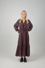 LACE MAXI DRESS CHOCOLATE PLUM