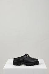 KREPE MULE BLACK LEATHER