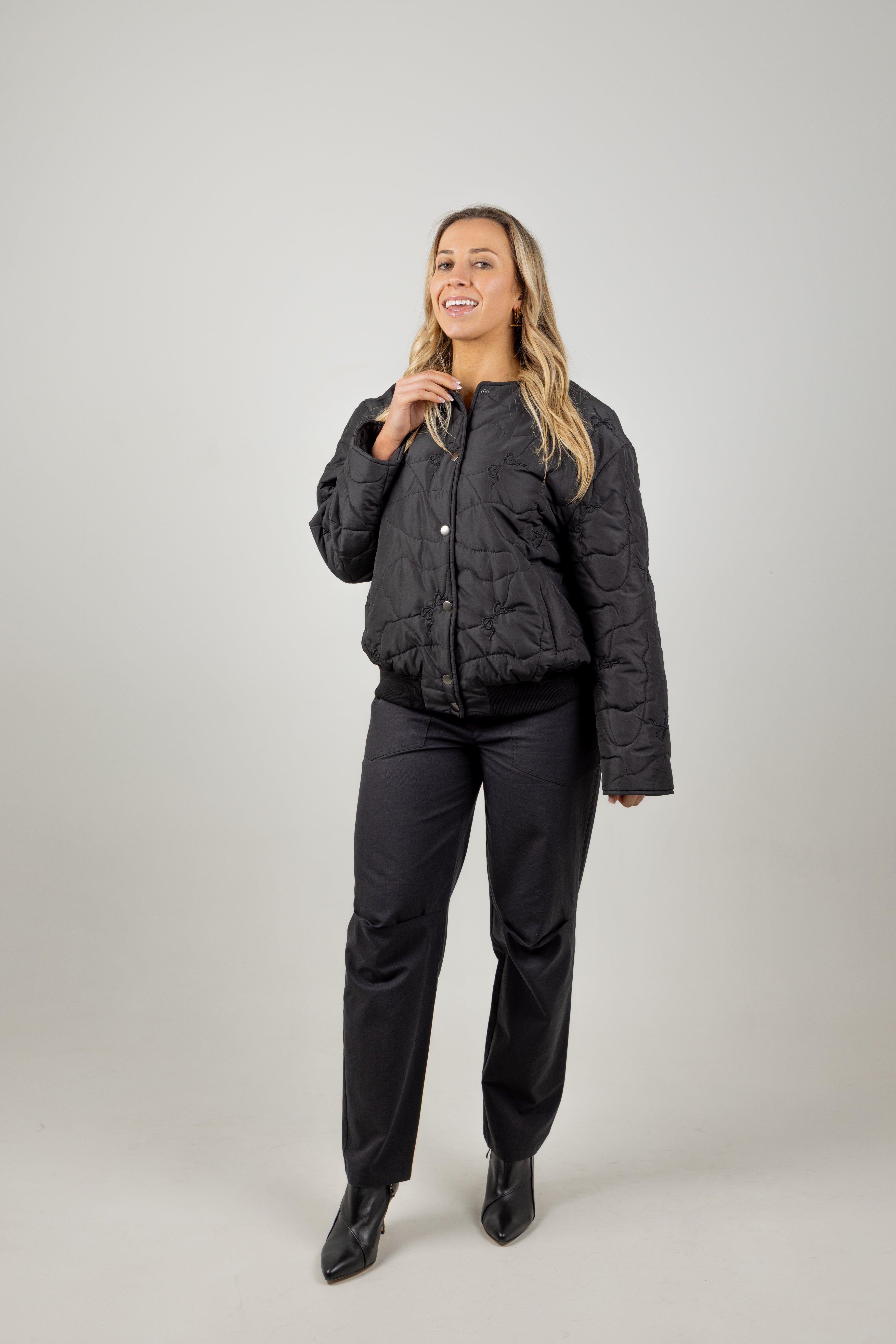BECKY QUILTED JACKET BOW NOIR PRE ORDER