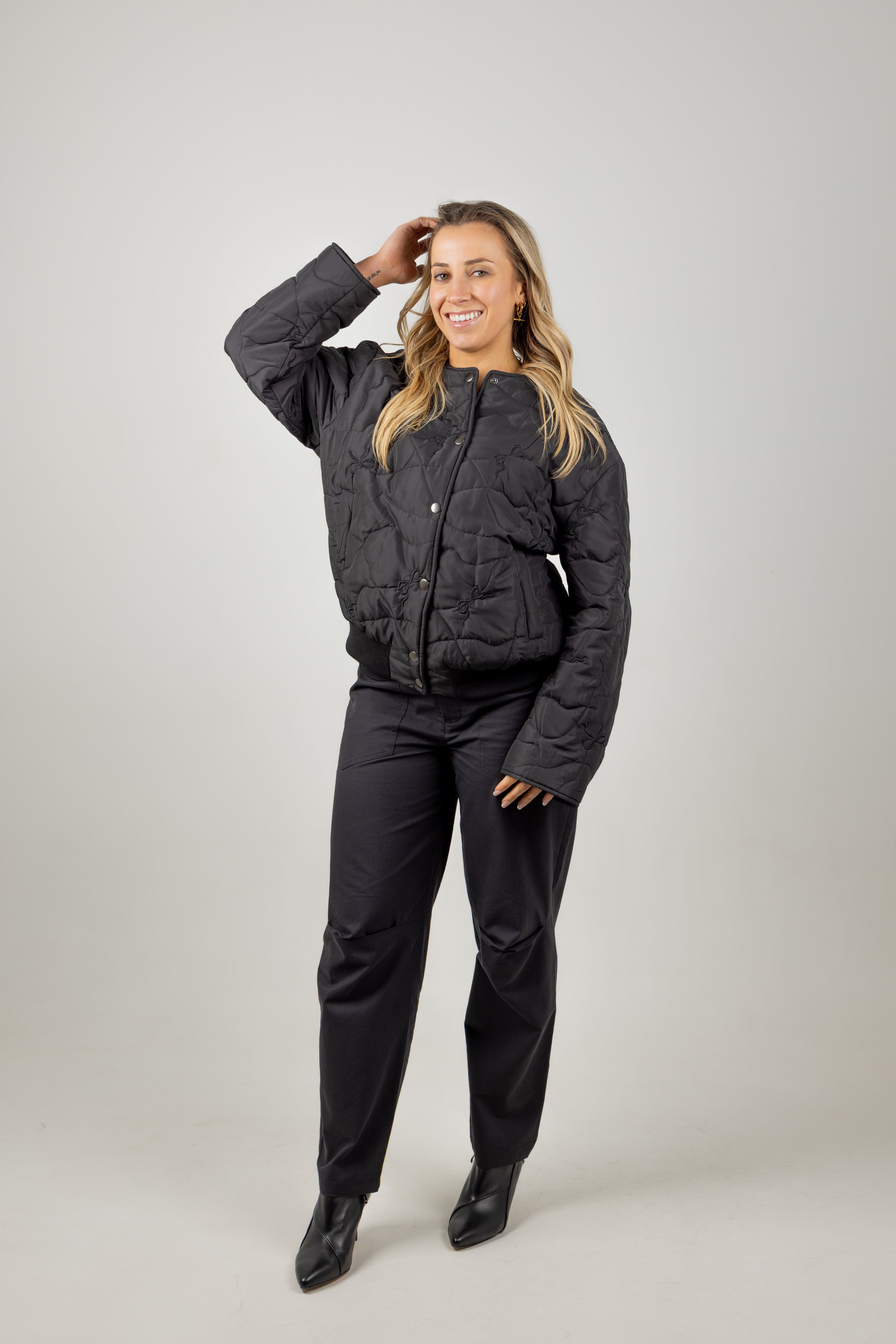BECKY QUILTED JACKET BOW NOIR PRE ORDER