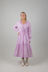 LACE FRILL MAXI DRESS IRIS PINK