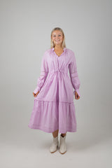 LACE FRILL MAXI DRESS IRIS PINK