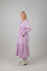 LACE FRILL MAXI DRESS IRIS PINK