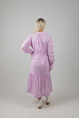 LACE FRILL MAXI DRESS IRIS PINK