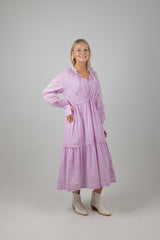 LACE FRILL MAXI DRESS IRIS PINK