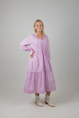 LACE FRILL MAXI DRESS IRIS PINK