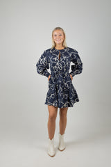 SCALLOP TRIM MINI DRESS RIBBON NAVY