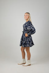 SCALLOP TRIM MINI DRESS RIBBON NAVY