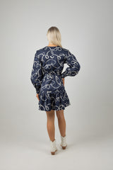 SCALLOP TRIM MINI DRESS RIBBON NAVY