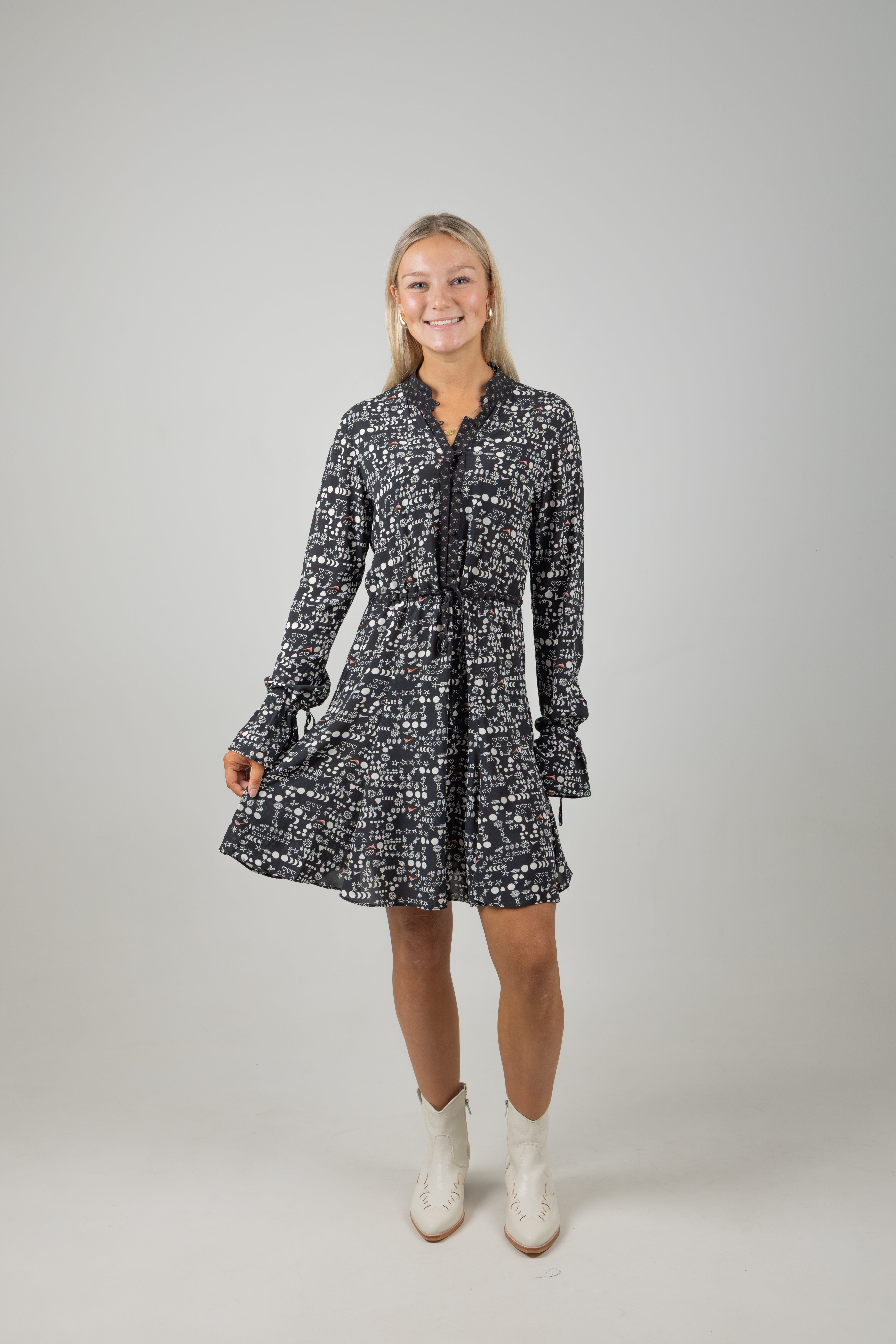 PRINTED MINI DRESS MOON GARDENING