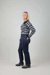 STRIPE TIE NECK KNIT SKY CAPTAIN