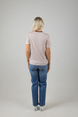STRIPPED TEE BARLEY PINK CHOCOLATE