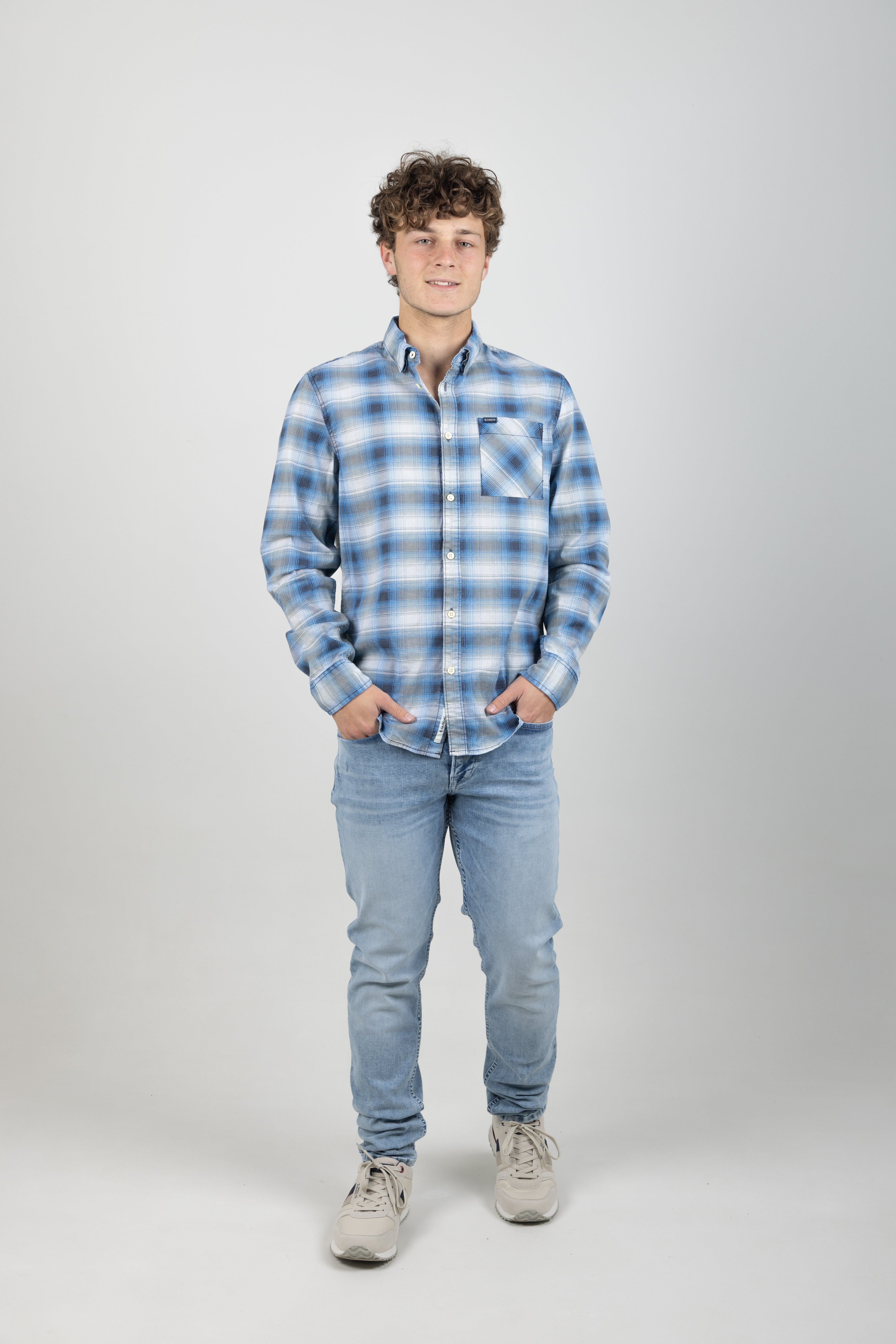CHECKED SHIRT LAGOON BLUE