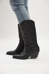 RIDING WESTERN BOOT BLACK LEATHER