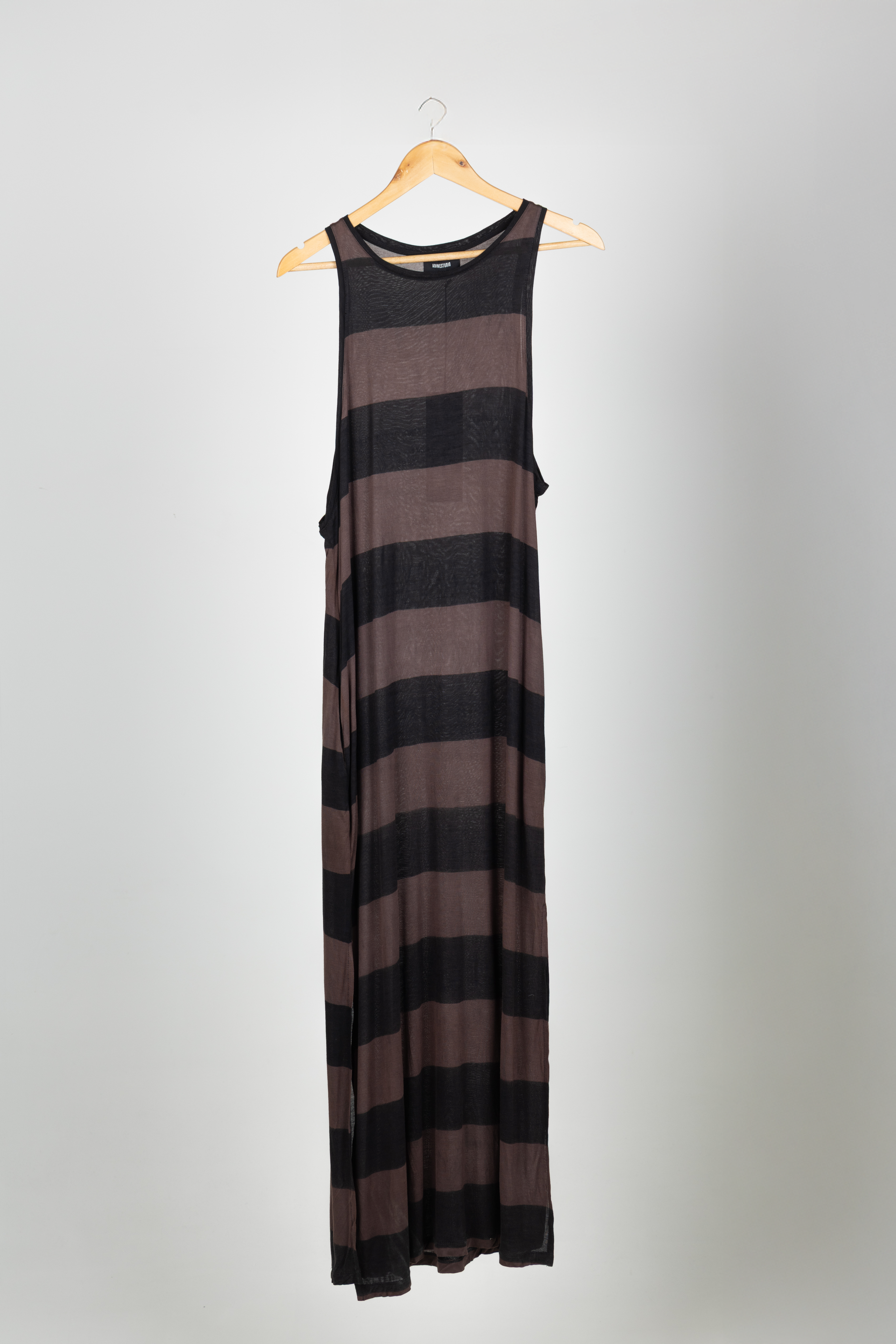 GRUNGE STRIPE DRESS MOCHA
