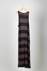 GRUNGE STRIPE DRESS MOCHA