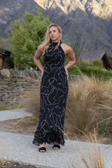 RIHANNA MAXI DRESS BOW NOIR PRE ORDER