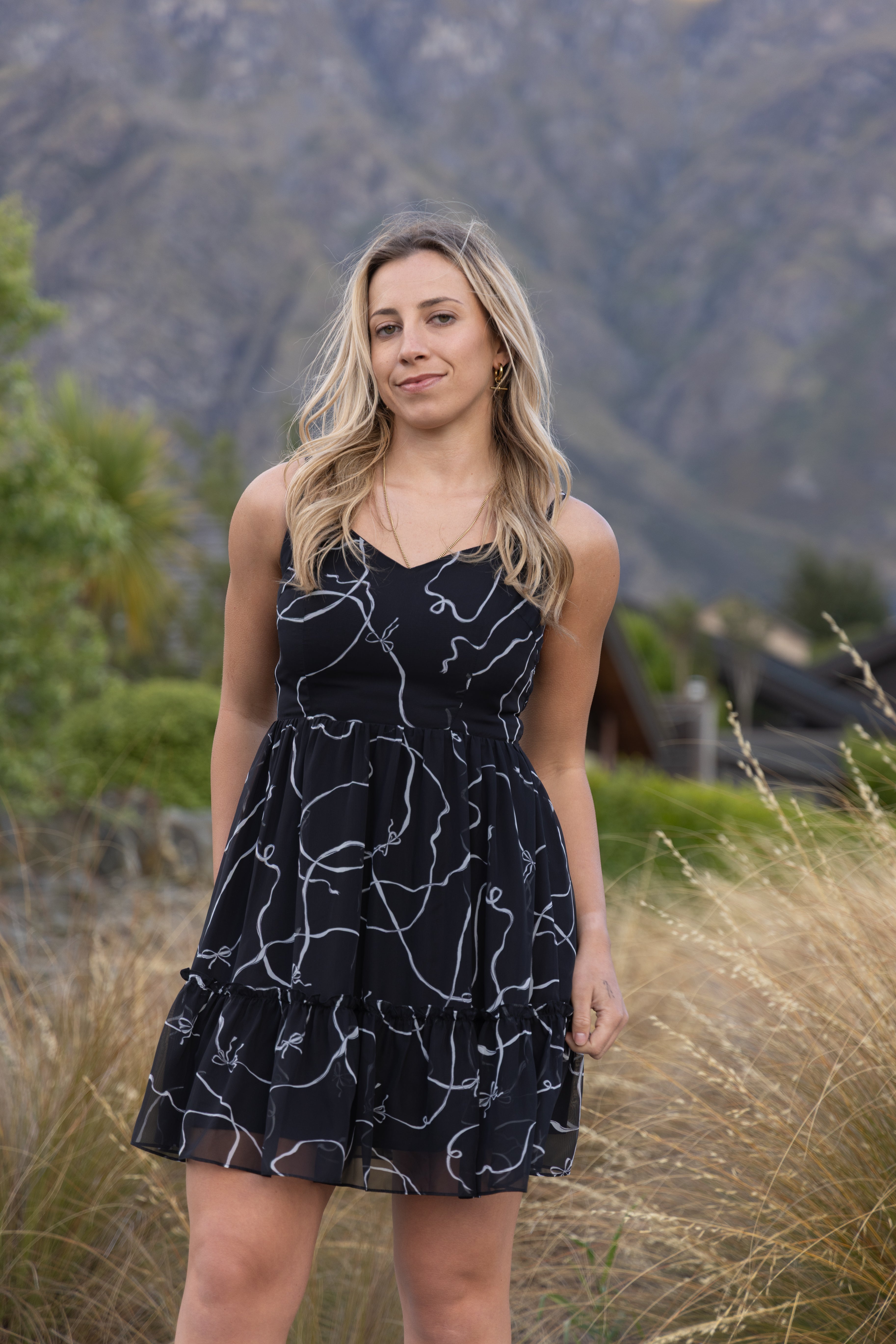 CAITLIN DRESS BOW NOIR PRE ORDER