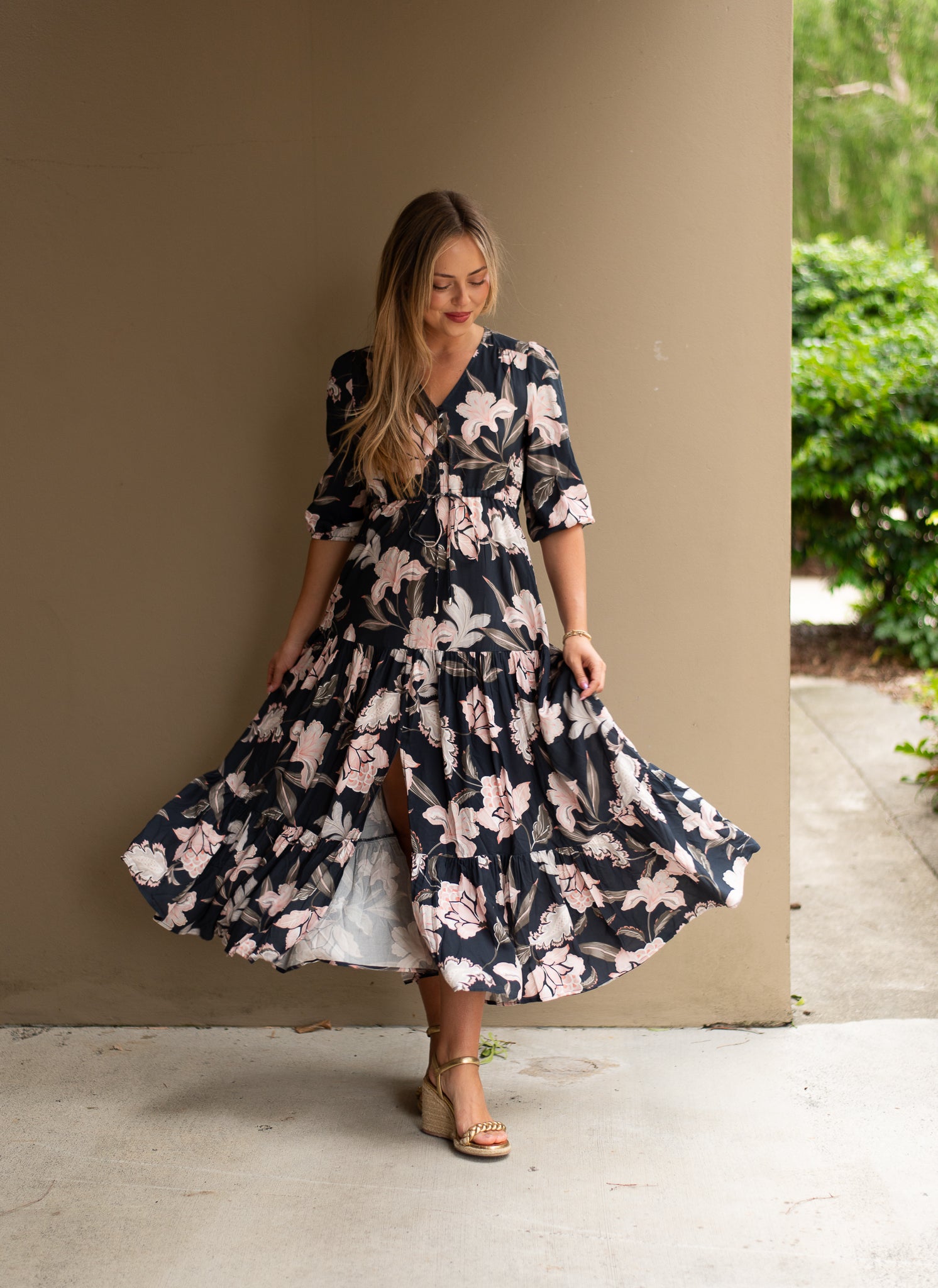 SELMA MAXI DRESS VENICE FLORAL NAVY PRE ORDER