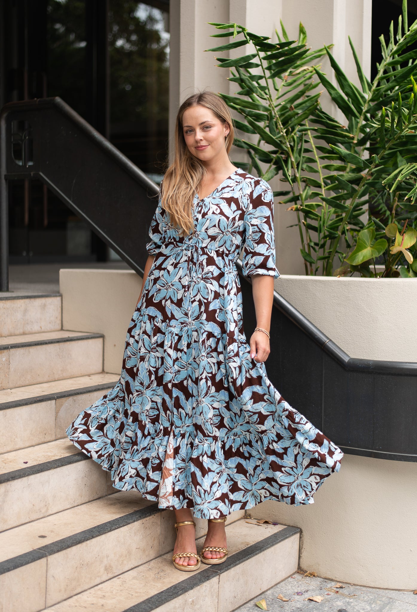 SELMA MAXI DRESS LEXI FLORAL CHOCOLATE