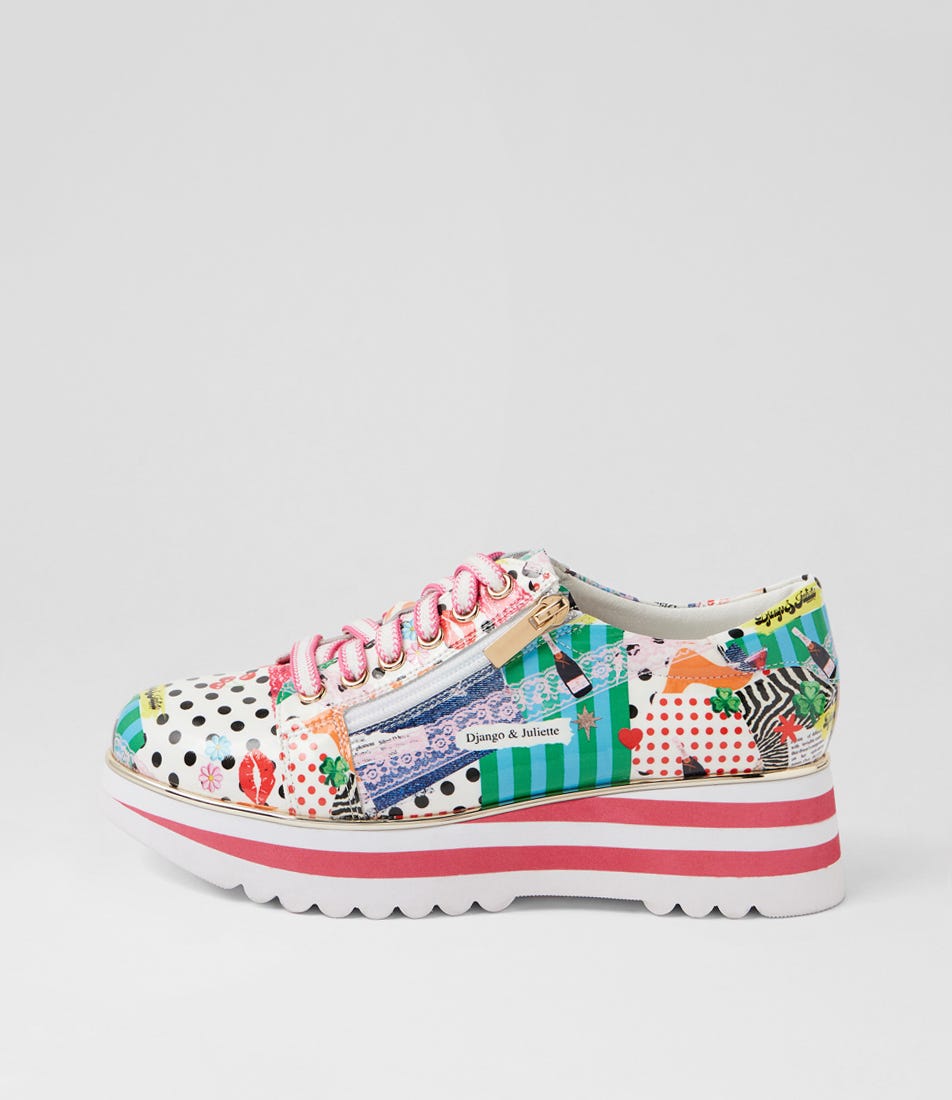 Eammes Lace Up Flats Collage 2 Print Patent