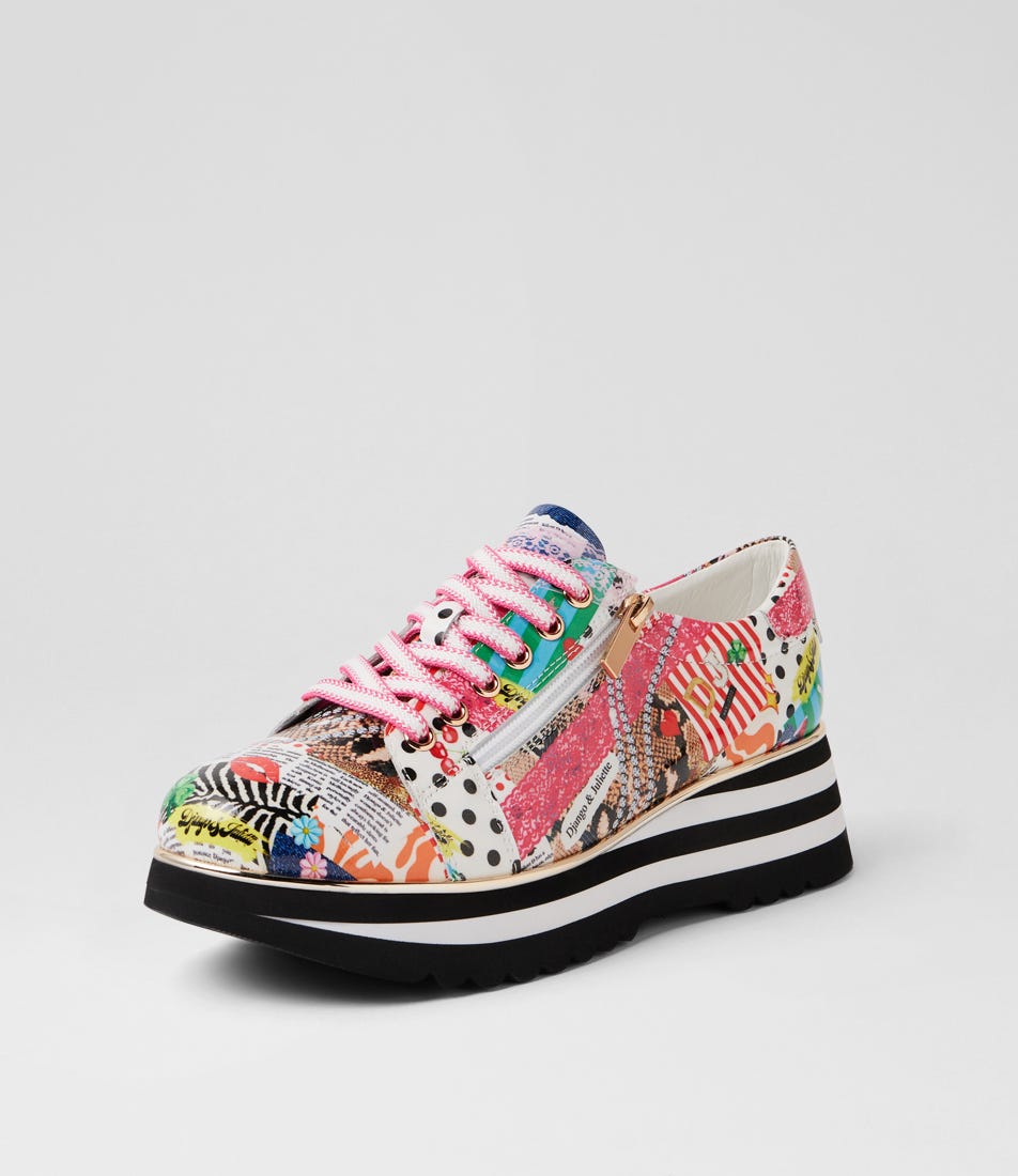 Eammes Lace Up Flats Collage 2 Black White Patent