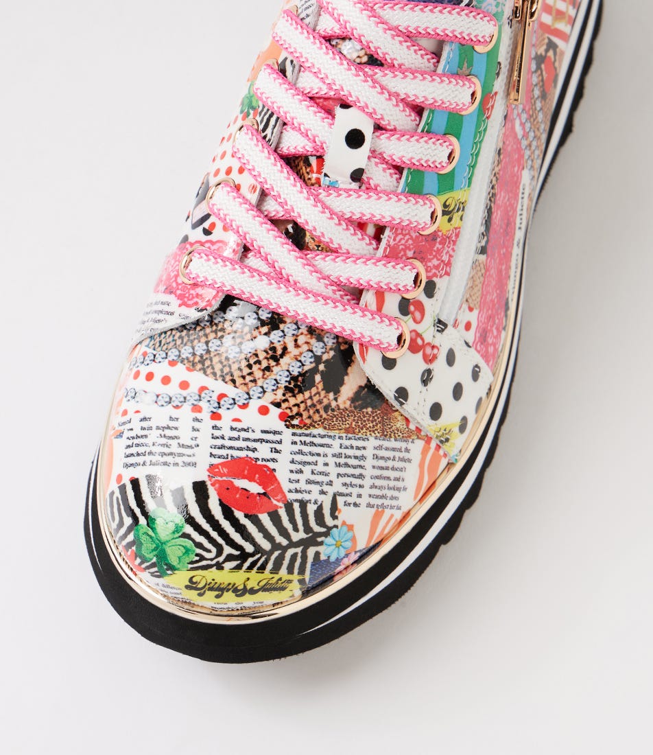 Eammes Lace Up Flats Collage 2 Black White Patent