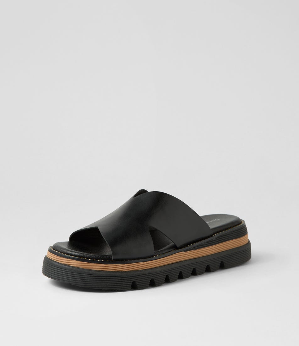 Suki Slide Black Leather