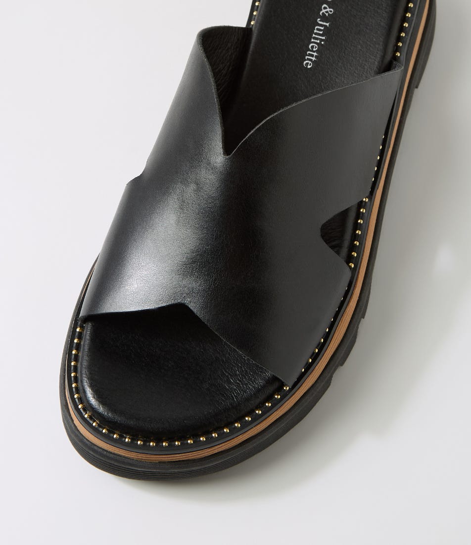 Suki Slide Black Leather