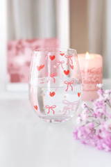 BOW HEART STEMLESS WINE GLASS