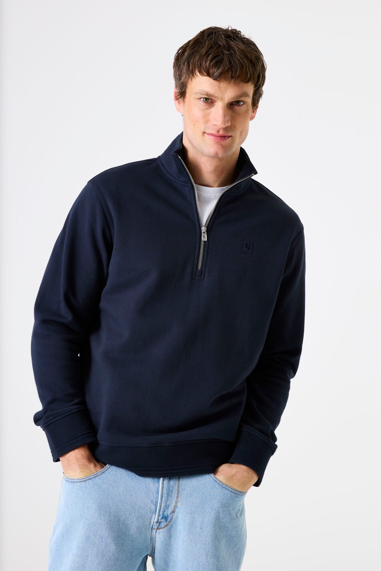 QUARTER ZIP SWEATER DEEP INK