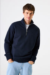 QUARTER ZIP SWEATER DEEP INK