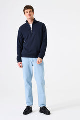 QUARTER ZIP SWEATER DEEP INK