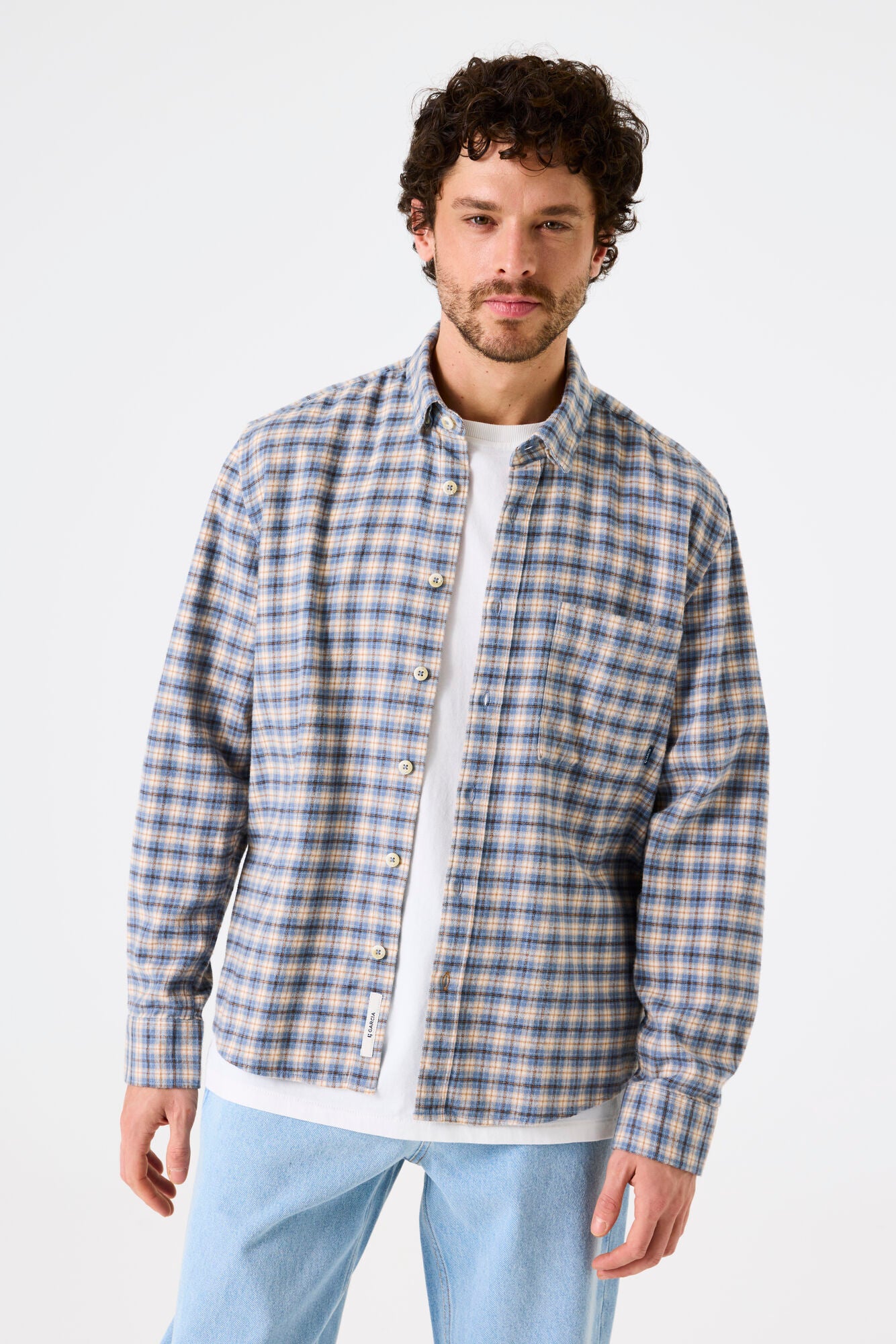 CHECK SHIRT STONE BLUE
