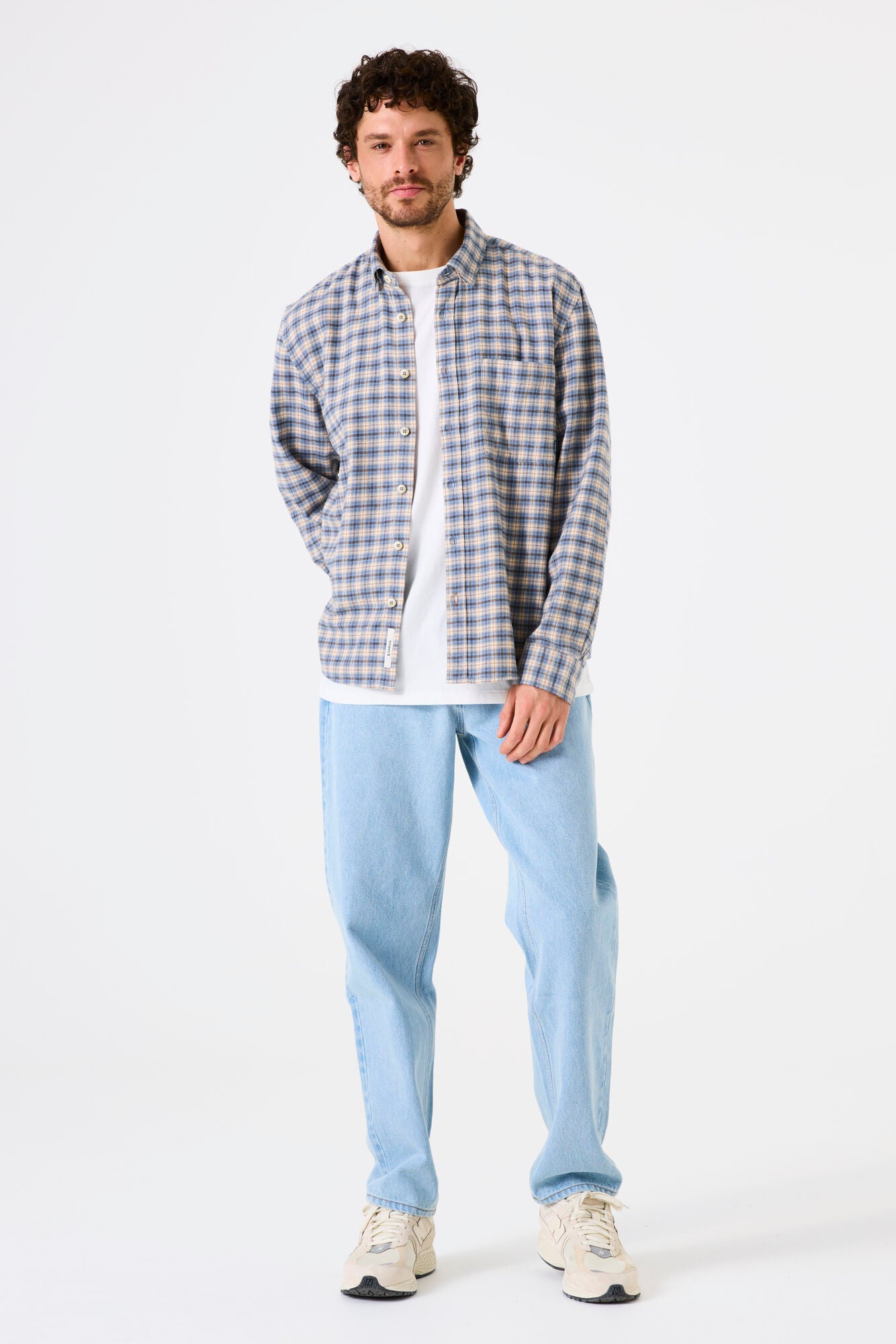 CHECK SHIRT STONE BLUE