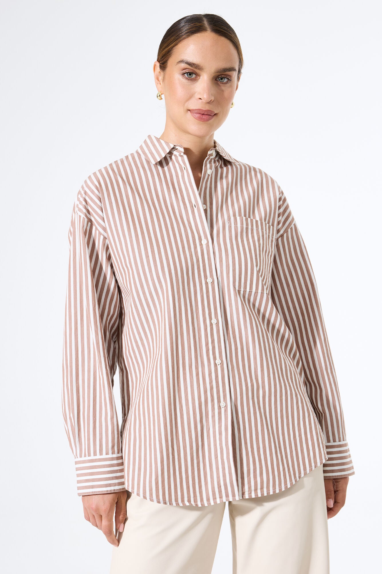 LONG SLEEVE SHIRT OFF WHITE CHOCOLATE