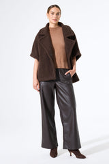 COATED WIDE LEG PANT CHOCOLATE