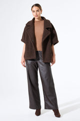 COATED WIDE LEG PANT CHOCOLATE